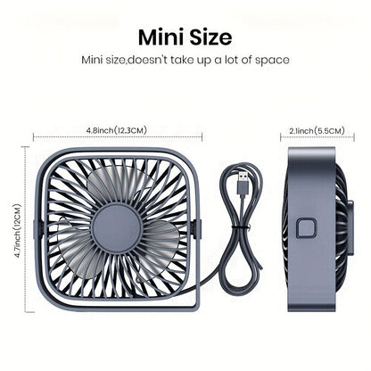 USB Desk Fan Portable, Small Personal Fan 3 Speed Settings 360° Rotation Silent Operation, for Home, Office and Desktop Air Circulation