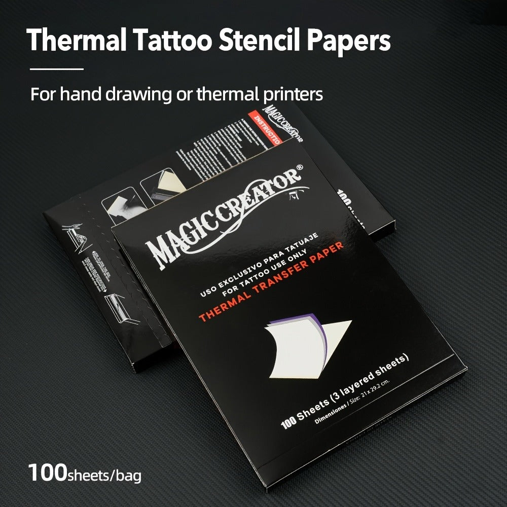 Tattoo Transfer Paper 100 Sheets 4-Layer Thermal Stencil, Sharp Precise Design Transfer, Hand Drawing &