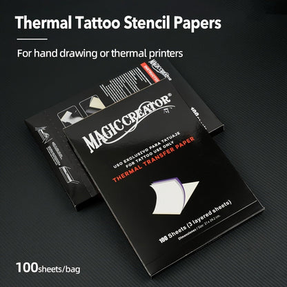 Tattoo Transfer Paper 100 Sheets 4-Layer Thermal Stencil, Sharp Precise Design Transfer, Hand Drawing &