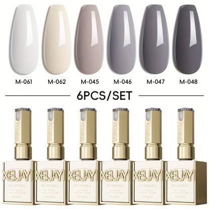 Gel Nail Polish 6-Piece 15ml Rainbow-Candy Frame-Bottle Sets in 7 Numbered Color Palettes for Nail Art