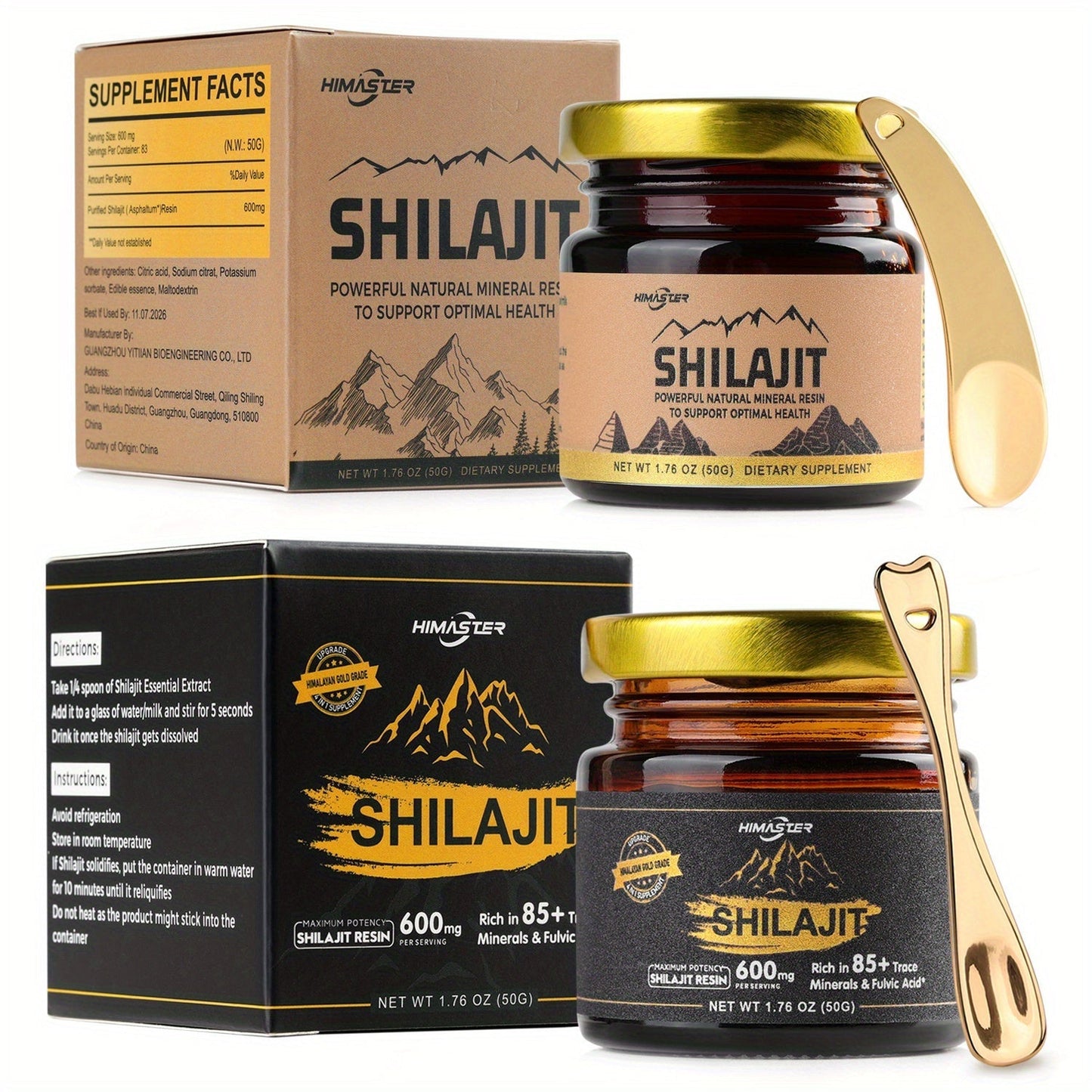 Himalayan Shilajit Resin Gold Grade, 85+ Trace Minerals & High Fulvic Acid for Bath Time, Home Spa and Personal Care