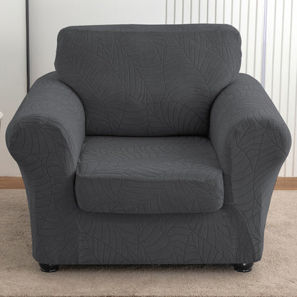 Armchair Slipcover 2pcs Set Jacquard Leaf Texture Stretch Chair Cover with Seat Cushion Cover for Entryways, Bedrooms and Living Spaces