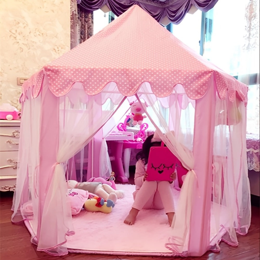 Pink Princess Hexagon Play Tent for Girls Indoor Dream Castle with Gauze with the Listed Color, Size or Set Options for Everyday Use