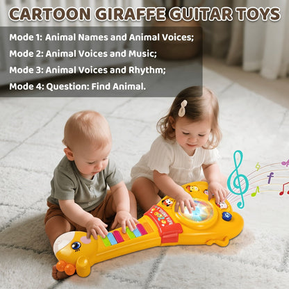 Giraffe Guitar Toy Baby 12 Months with Piano Keys, Animal Sounds & Flashing with the Listed Color, Size or Set Options for Everyday Use