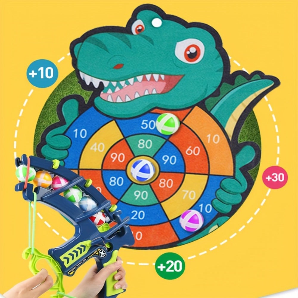 Dinosaur Sticky Target Ball Set with Blue Bow, Multiple Game Modes, Party Favor for Kids, Safe & Durable Fun Toy Gift for Her & Him
