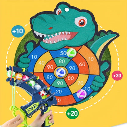 Dinosaur Sticky Target Ball Set with Blue Bow, Multiple Game Modes, Party Favor for Kids, Safe & Durable Fun Toy Gift for Her & Him