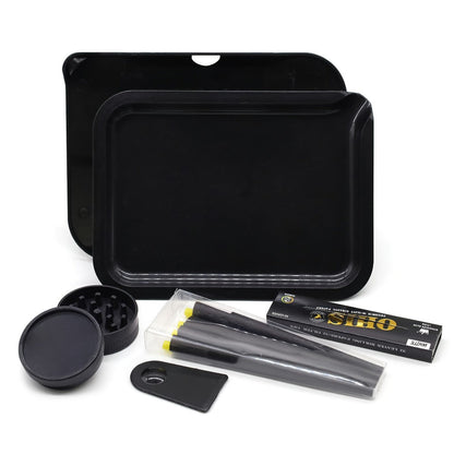 Smoking Set with Double-Layer Grinder, Rolling Paper, 8 Pre-Rolled Cones & Rolling Tray - Complete Starter Kit