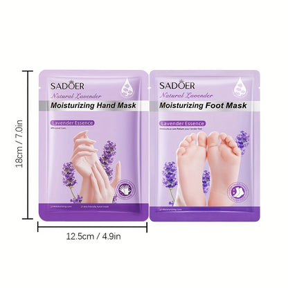 Hand and Foot Mask Set 12pcs Lavender Moisturizing – Deep Hydrating Gloves & Socks for Dry Cracked Skin, Non-Greasy Moisture Essence