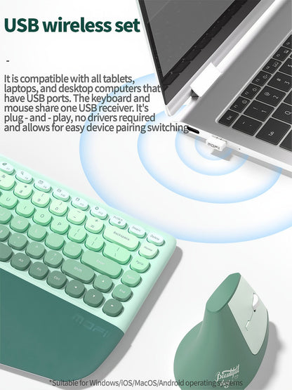 Wireless Keyboard and Mouse Combo with Wrist Support Anti-RSI Silent Keys 2.4GHz Plug-and-Play for an Everyday Personal Care Routine