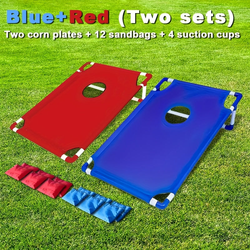 Cornhole Game Set with 12 Bean Bags Cornhole Boards Red Blue Gift Box for Outdoor Backyard Camping Beach Indoor Party Yard Games Holiday