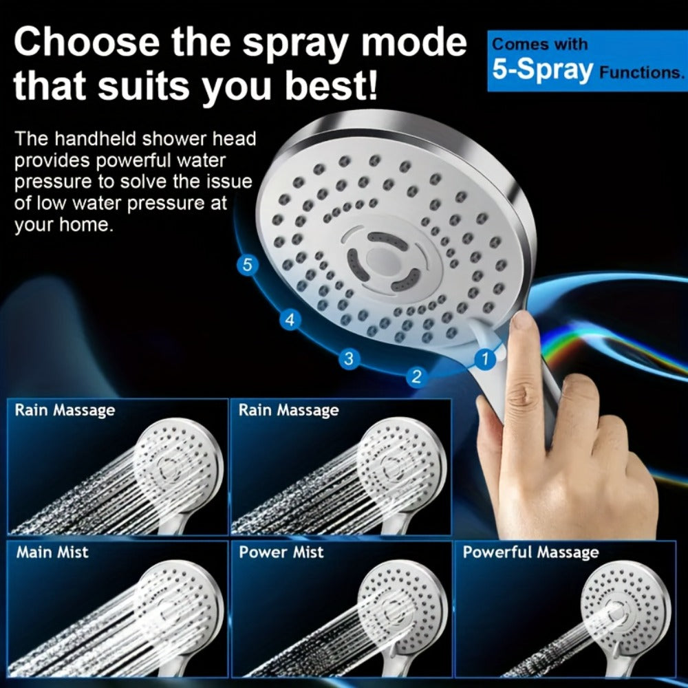 High Pressure Shower Head Combo with Handheld Shower Wall Mounted 9 Spray Settings Rainfall Shower System Adjustable Angle Leakproof