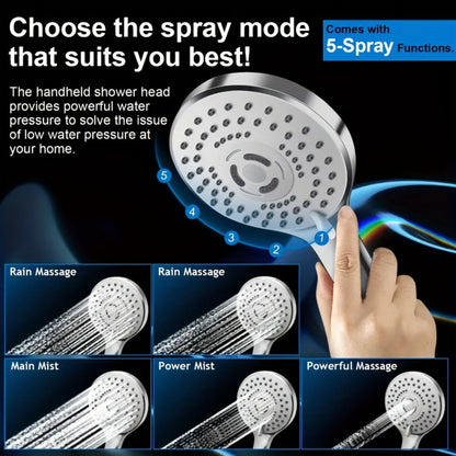 High Pressure Shower Head Combo with Handheld Shower Wall Mounted 9 Spray Settings Rainfall Shower System Adjustable Angle Leakproof