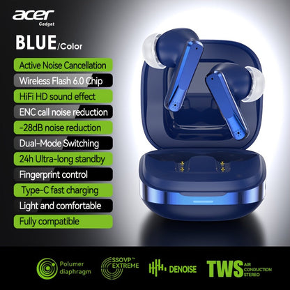 Wireless Earbuds Acer Mini Bluetooth 5.4 with Touch Controls, Call Noise Reduction Mic and Three Colors