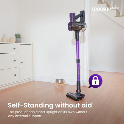 Cordless Vacuum Cleaner 46KPA Powerful Suction Detachable Battery Anti-Tangle V-Shaped Brush for Entryways, Bedrooms and Living Spaces