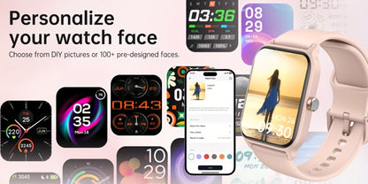 Smartwatch with Built-in Alexa FAWEIO 1.8" HD Touch Screen, Bluetooth Calling, 100+ Sport Modes, Fitness Tracker Heart Rate Sleep