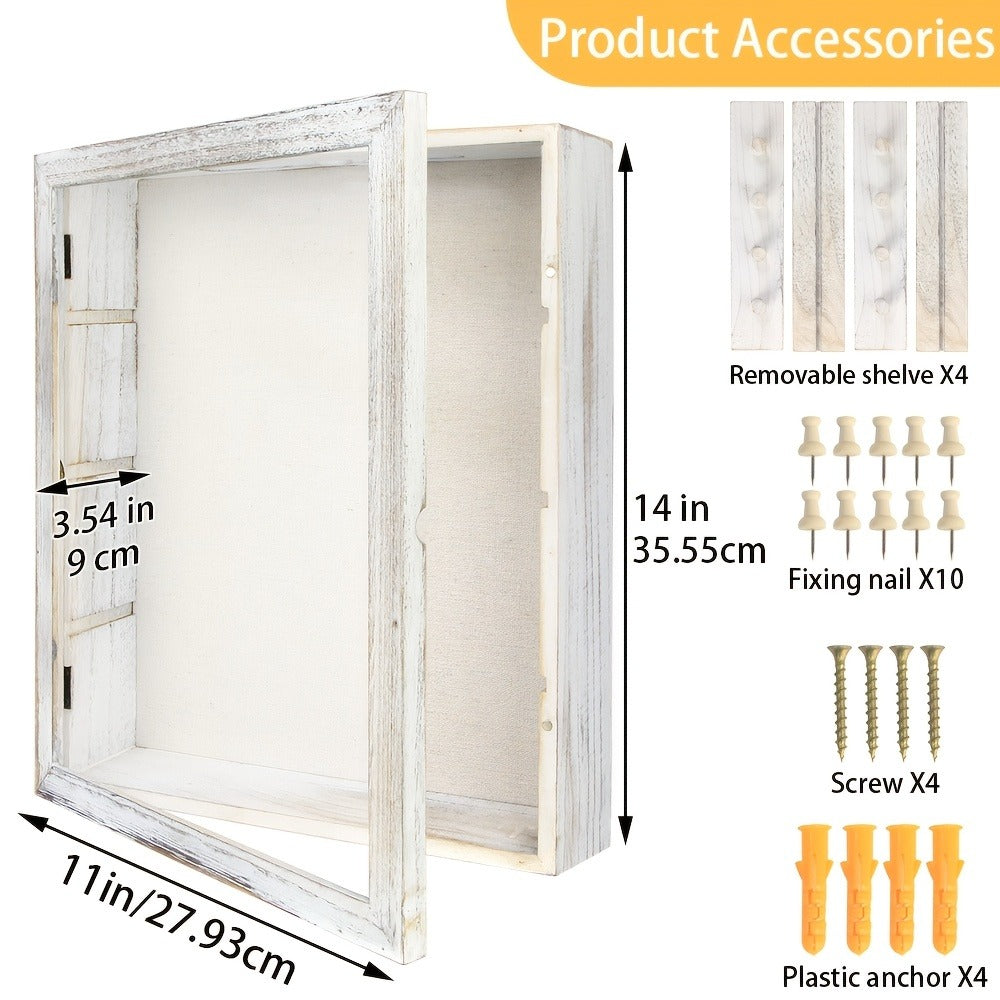 Shadow Box Frame with Linen Back, Large Rustic Memory Display Case 11x14 & 12x16 Inch for Photos