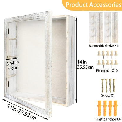 Shadow Box Frame with Linen Back, Large Rustic Memory Display Case 11x14 & 12x16 Inch for Photos