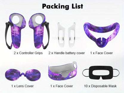 Meta Quest 3S Silicone Cover Set - VR Face Cover Shell Controller Grip Case Camera Lens Protector for an Everyday Personal Care Routine