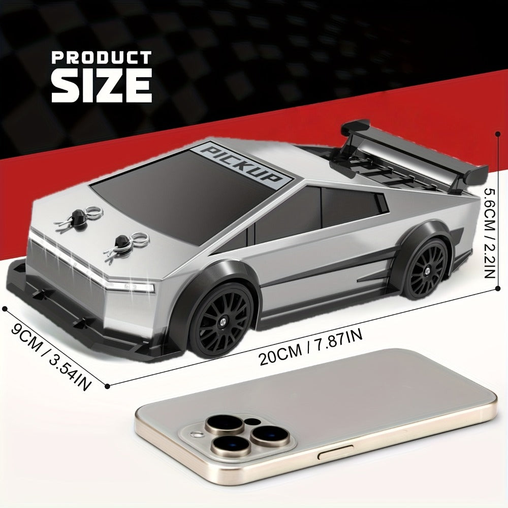 Remote Control Car, DeLorean-Style 1:24 4WD Drift Model with LED Lights, Racing Tires and Two Color Options