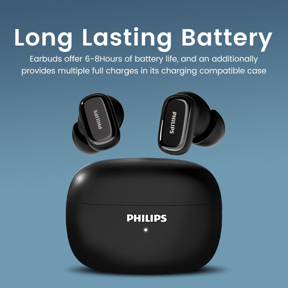 Wireless Earbuds Philips TAT2569 with Active Noise Reduction, Dual Microphones and Type-C Charging Case