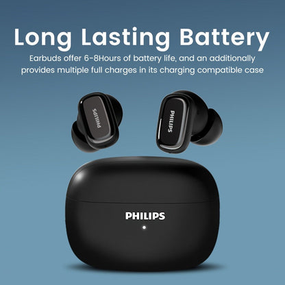 Wireless Earbuds Philips TAT2569 with Active Noise Reduction, Dual Microphones and Type-C Charging Case