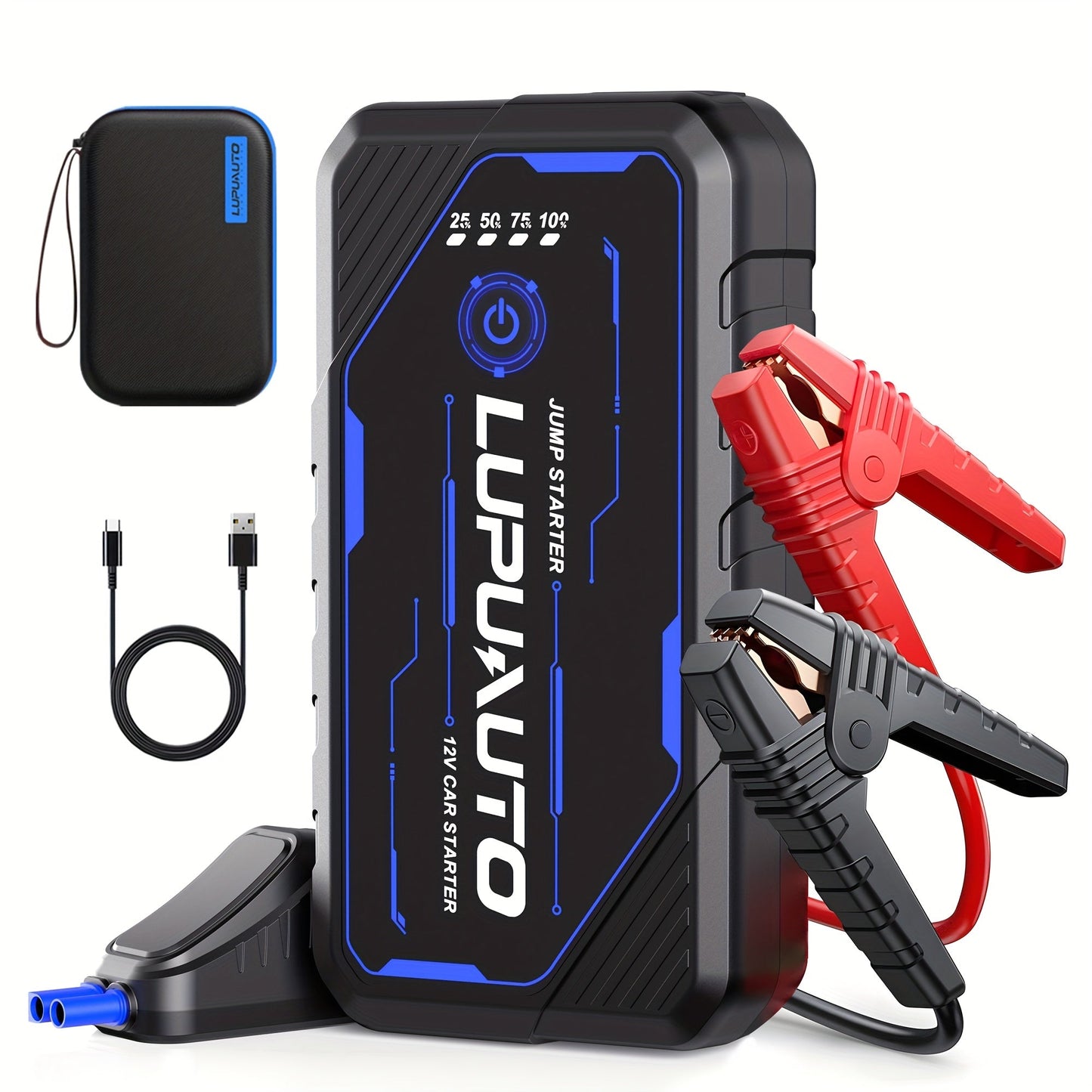 12V Jump Starter Kit with LP-K23 5000A-Labeled or 011B Model, Digital Display, LED Light, USB Outputs and Case