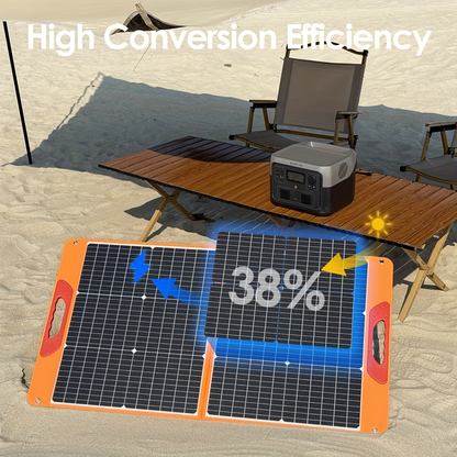 Foldable Solar Panel 200W 23.5% High Efficiency 20V Portable with 2 Brackets Solar Cable for Camping RV for Garden, Patio and Yard Use
