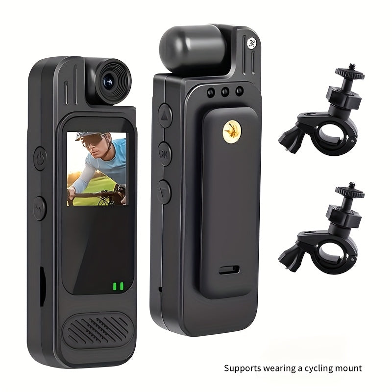 1080P Body Camera with 180-Degree Rotating Lens, Small Screen, Audio and Optional 32GB SD Card