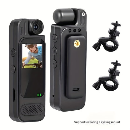 1080P Body Camera with 180-Degree Rotating Lens, Small Screen, Audio and Optional 32GB SD Card