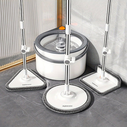 Spin Mop and Bucket Set with Wringer, Joybos Hands-Free Self-Wringing Rotating Floor Mop, Sewage Separation Design, 3 Mop Head Types