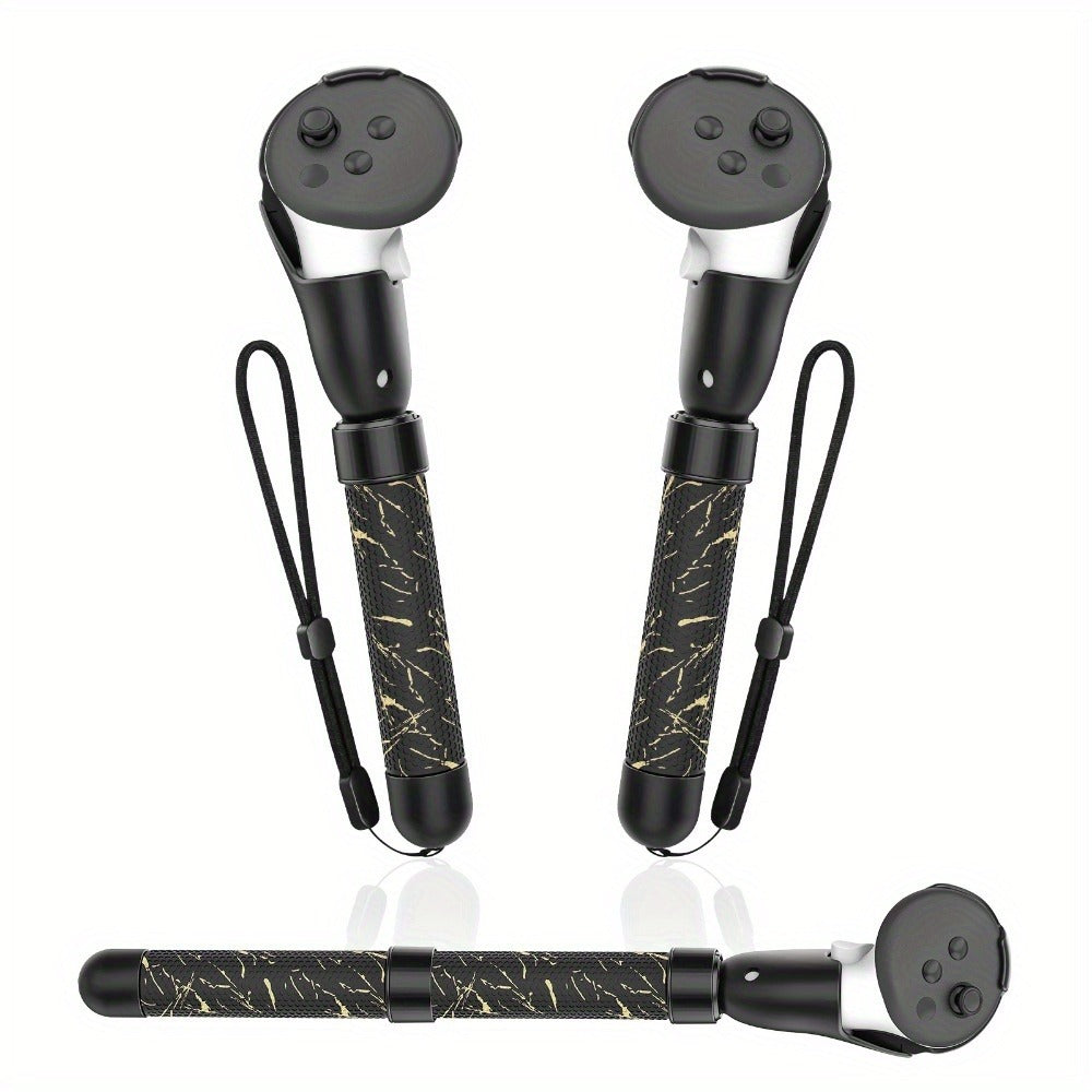 Meta Quest 3S Controller Handle Extension Grips, 3-in-1 VR Handle Attachments for Beat Saber, Golf+