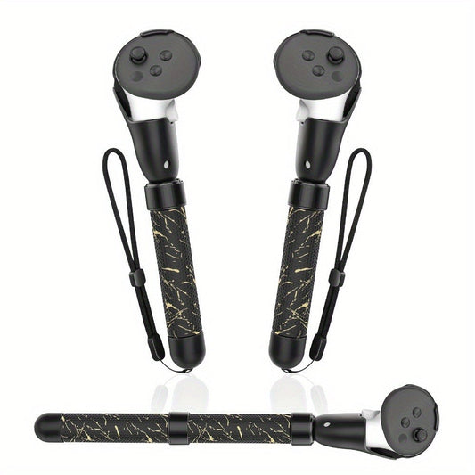 Meta Quest 3S Controller Handle Extension Grips, 3-in-1 VR Handle Attachments for Beat Saber, Golf+