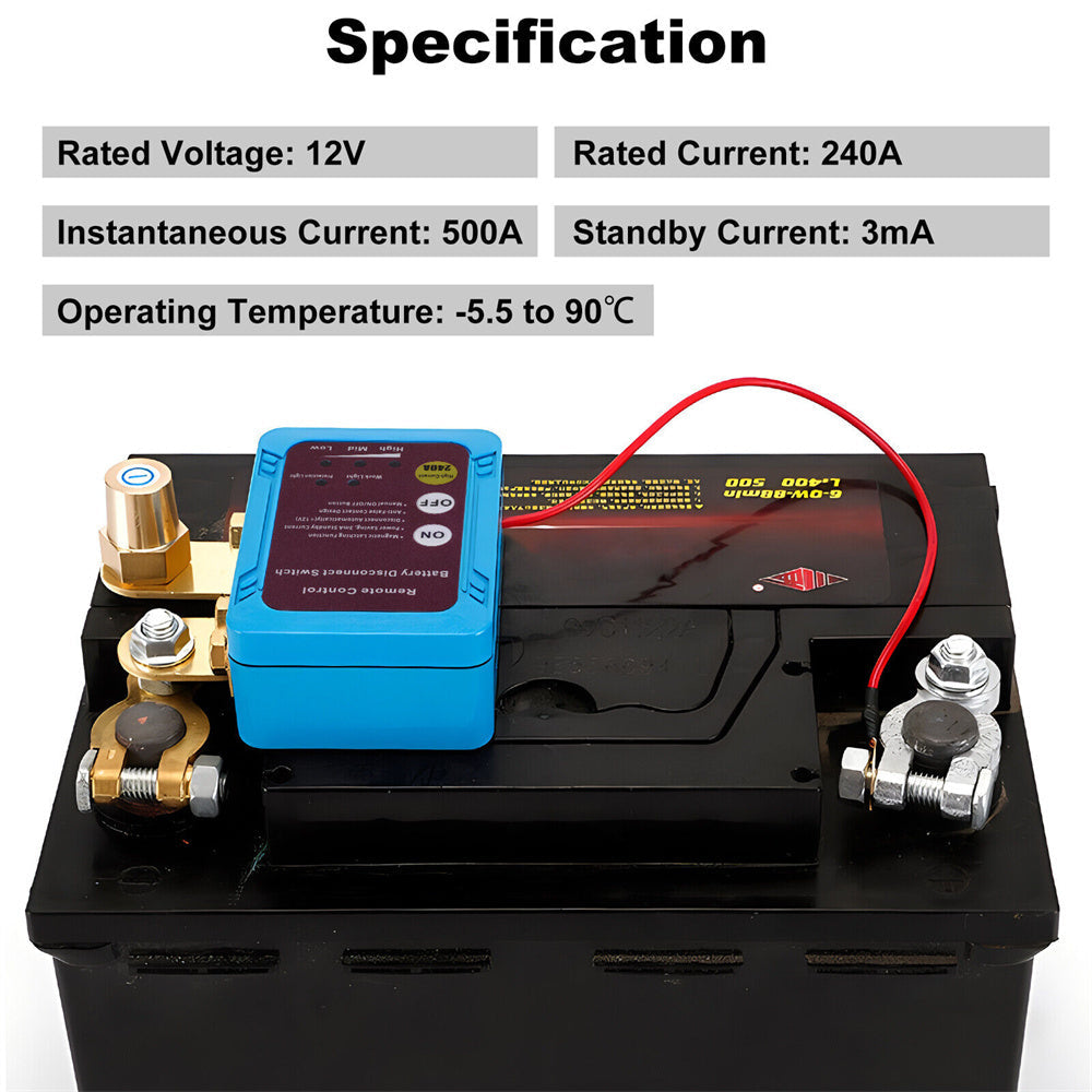 Battery Disconnect Switch Remote 12V 24V 240A – Wireless Kill Switch Auto Cut-Off Magnetic Relay, Anti-Drain Anti-Theft for Car Truck RV ATV