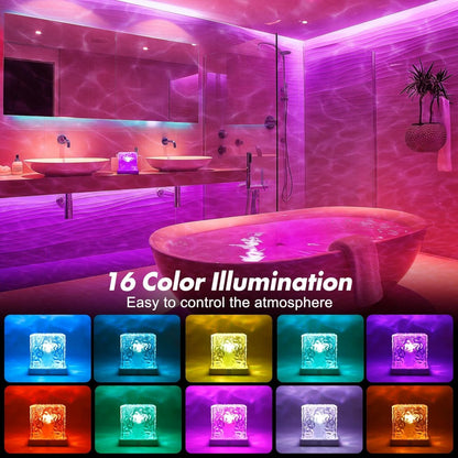 Compact Cube Projection Night Light with Textured Top, Touch Button, Remote and USB Charging