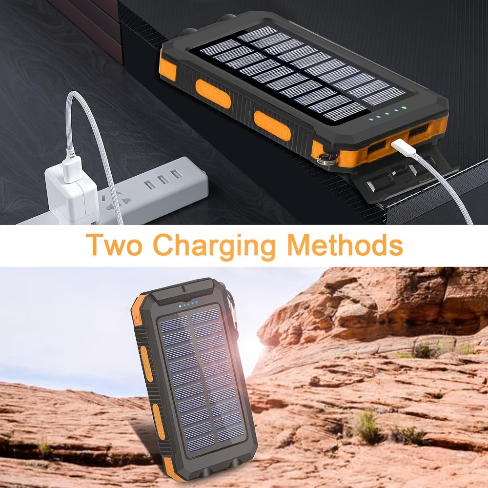 2-Pack Solar Power Bank 20000mAh 40000mAh Portable Dual USB Fast Charging with Built-In for an Everyday Personal Care Routine