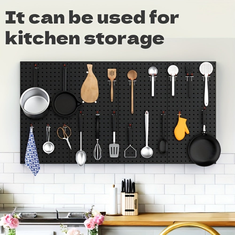 Pegboard Wall Organizer with Metal Hooks - Garage Tool Storage Board for Workshop Warehouse for Entryways, Bedrooms and Living Spaces