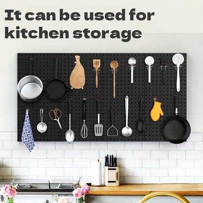 Pegboard Wall Organizer with Metal Hooks - Garage Tool Storage Board for Workshop Warehouse for Entryways, Bedrooms and Living Spaces