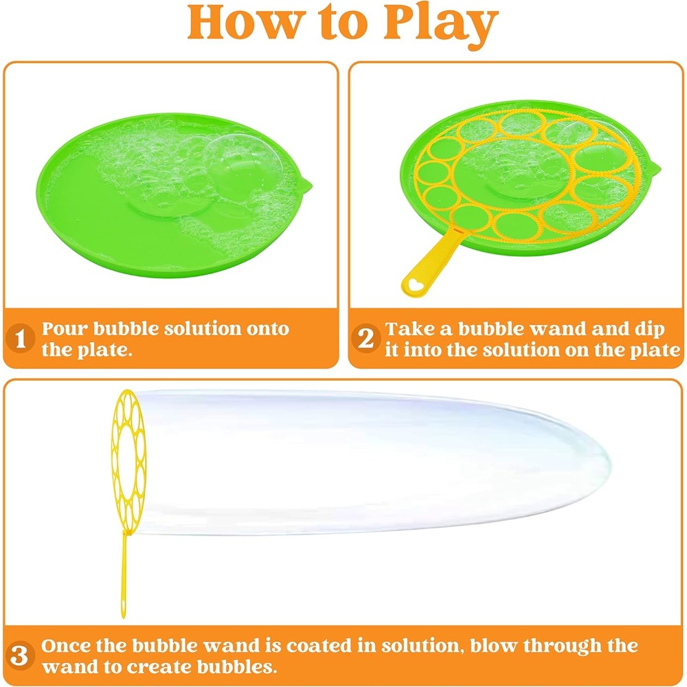 Giant Bubble Wands Set 18 Pieces, 3 Sizes with Tray & Concentrated Solution for Parties, Celebrations and Guest Favors