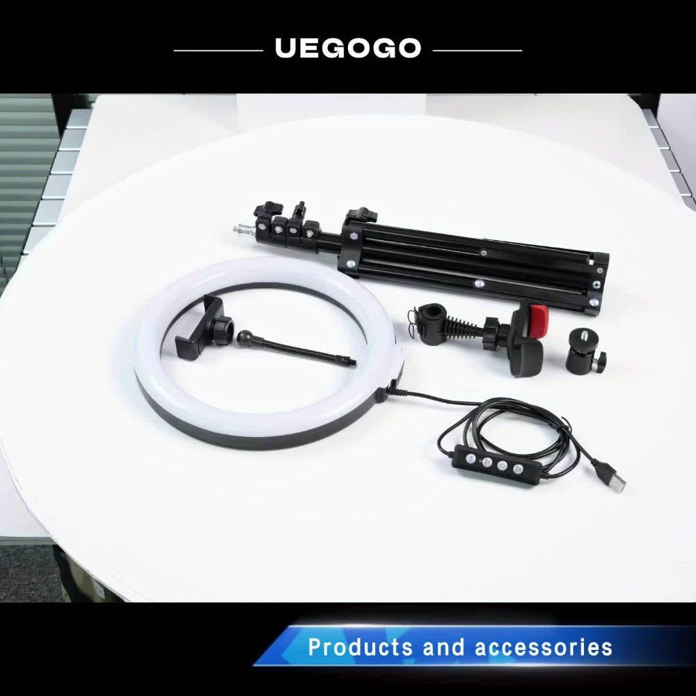 43-Inch Stand LED Ring Light with Phone Holder USB Powered Portable Circle Fill Light for Photography Video Recording Streaming Makeup