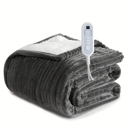 Electric Blanket with Temperature Control and Timer, Extra Large Flannel Heated Blanket, 8 Levels Auto-Off