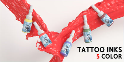 Wireless Tattoo Pen Kit Cordless Tattoo Gun with Power Supply 10 Cartridge Needles 6 Color Inks LCD Screen