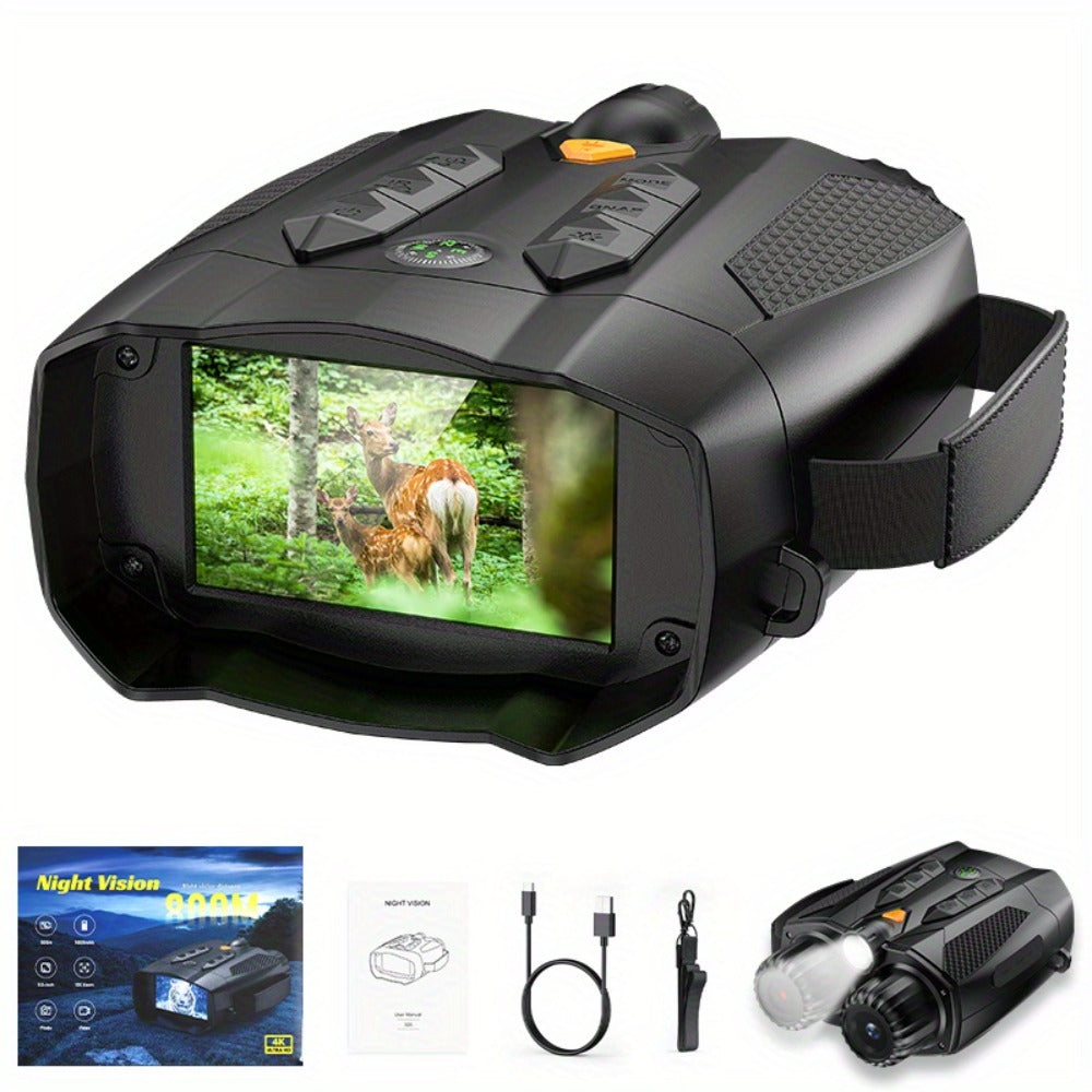 Night Vision Goggles with Built-In 3W IR Illuminator, 200MP HD, 10X Digital Zoom, 5W IR Light, Battery