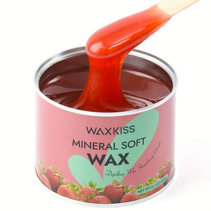 Soft Wax for Hair Removal 400g WAXKISS Honey & Aloe Vera Strip Wax Jar for Face Underarms Legs Body Back All Skin Types DIY Home Salon