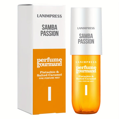 Hair & Body Perfume Mist for Women 3oz Samba Passion Gourmand Sweet Fragrance Spray Moisturizing Long Lasting Dual Use Fine Mist Travel Size