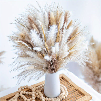 Pampas Grass Decor 120pcs Natural Dried Floral Arrangement Boho Bouquet for Wedding for Entryways, Bedrooms and Living Spaces