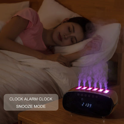 Humidifier with Bluetooth Speaker, LED Alarm Clock, Remote Control and Wood-Grain Desktop Body