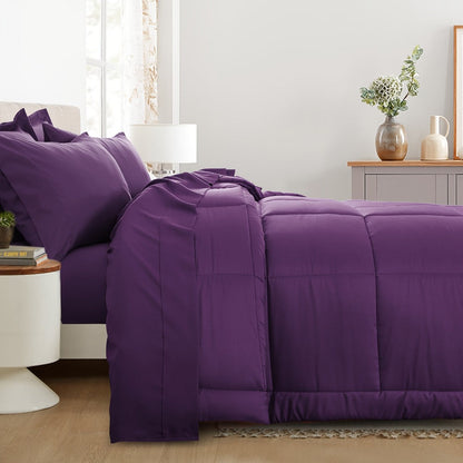 7 Piece Comforter Set Luxury Soft Fluffy Bedding All Season Bed in a Bag with Comforter Fitted Sheet Flat Sheet Pillowcases Hypoallergenic