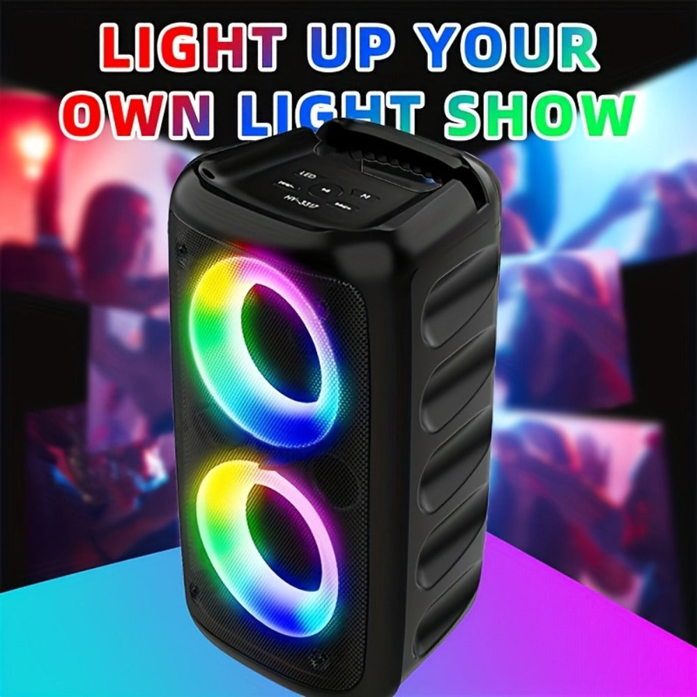 Portable Bluetooth Speaker HY-3317 with Dual Speakers, Subwoofer, LED, Mic, 2400mAh and USB-C