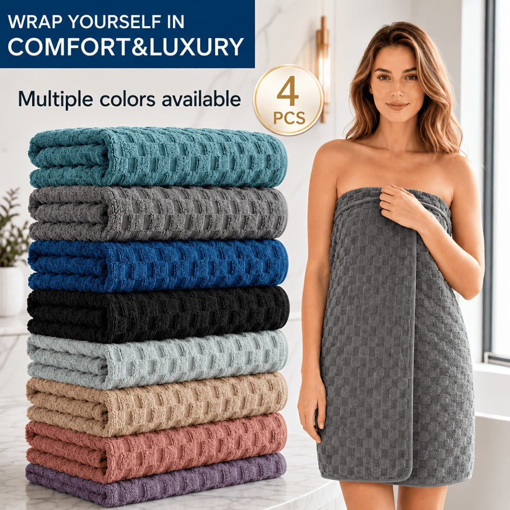 Bath Towels Set Single or 4-Piece 800GSM Oversized Microfiber Towels 32 x 64 Inch for Home and Guest Use