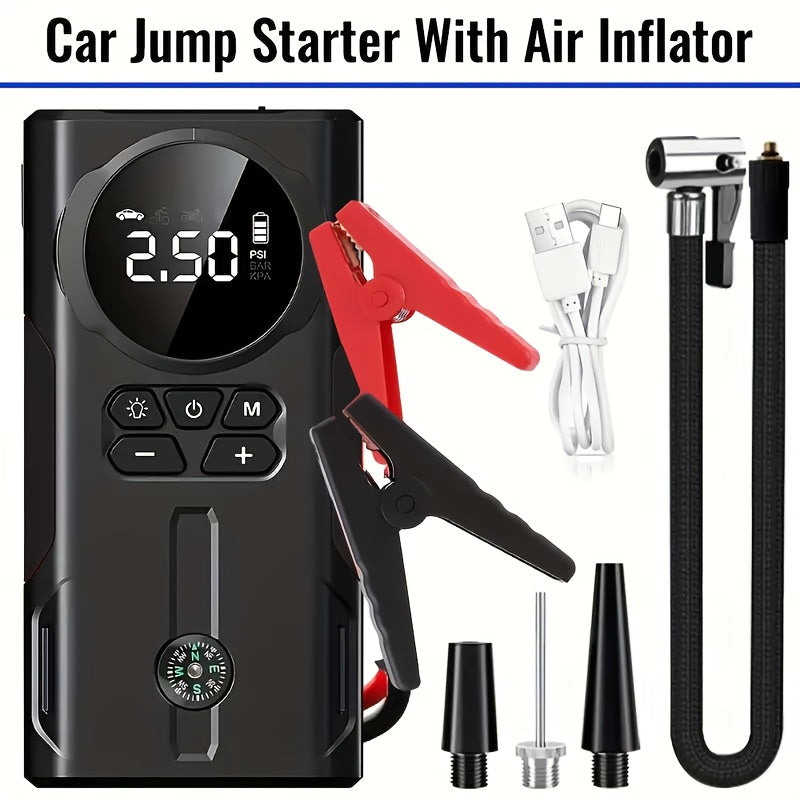 7000A Jump Starter with Air Compressor & Tire Inflator, 8-in-1 Portable Car Battery Booster for 9L Gas 8.5L Diesel, 150PSI Auto-Stop